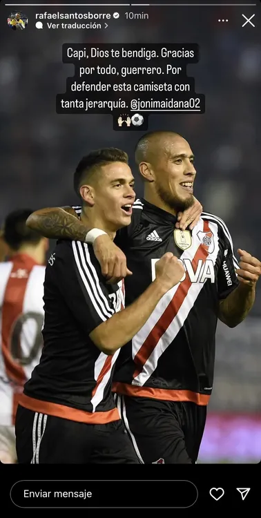 El mensaje de Borré para Maidana (Foto: Instagram @rafaelsantosborre) El mensaje de Borré para Maidana (Foto: Instagram @rafaelsantosborre)