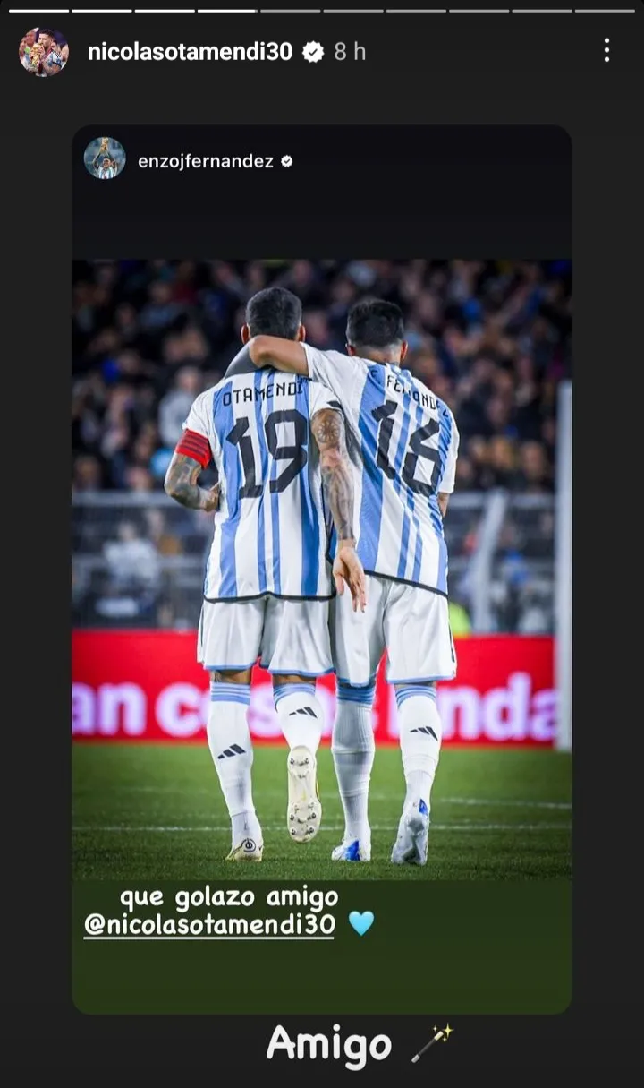 Posteo Instagram Otamendi Enzo Fernández