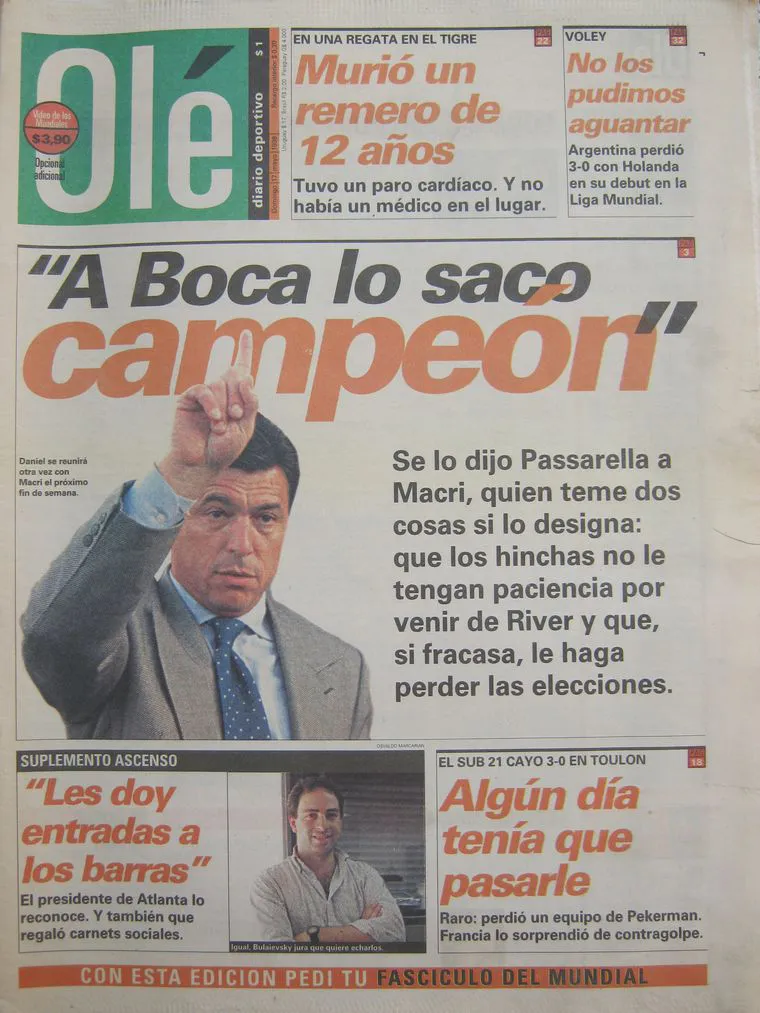 ¿Passarella a Boca? ¿Passarella a Boca? La tapa de Olé contando la intimidad de las negociaciones.