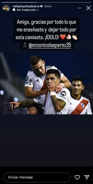 La historia de Rafael Borré para Enzo Pérez (Foto: Instagram @rafaelsantosborre)