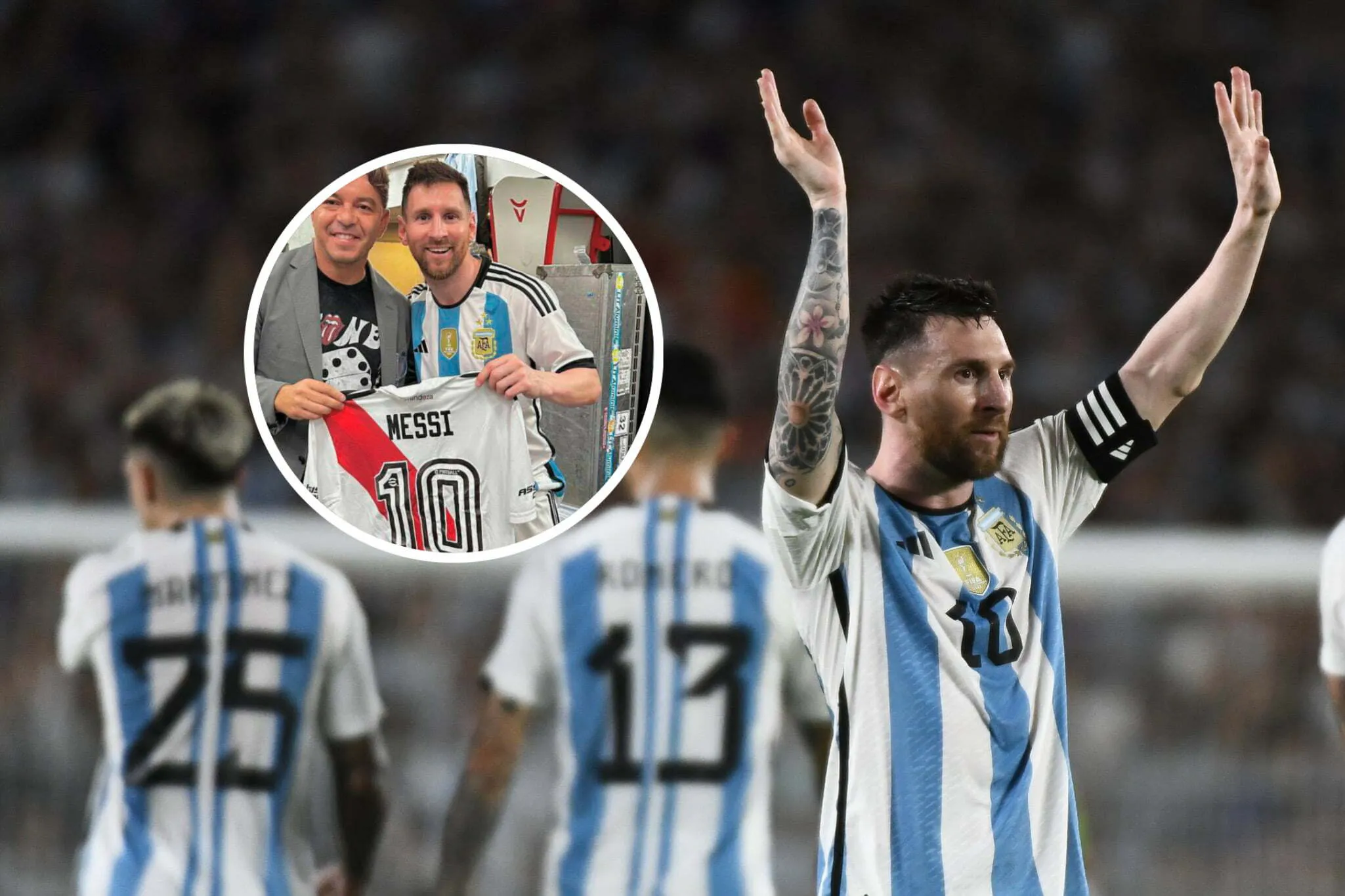 Messi con la camiseta de online river