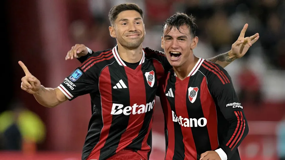 Gonzalo Montiel Joaquín Freitas festejo gol River (Foto: Getty Images)