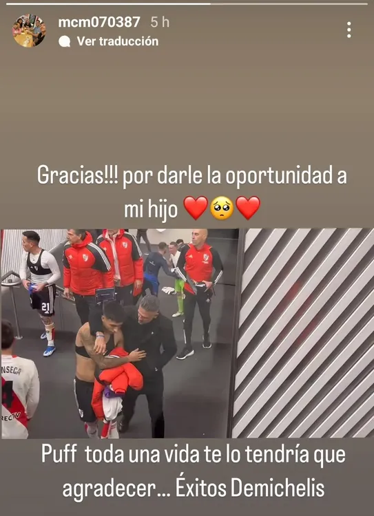 Historia Instagram madre Ruberto Demichelis