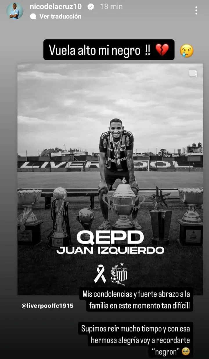 Mensaje Nicolás De La Cruz fallecimiento Juan Izquierdo 