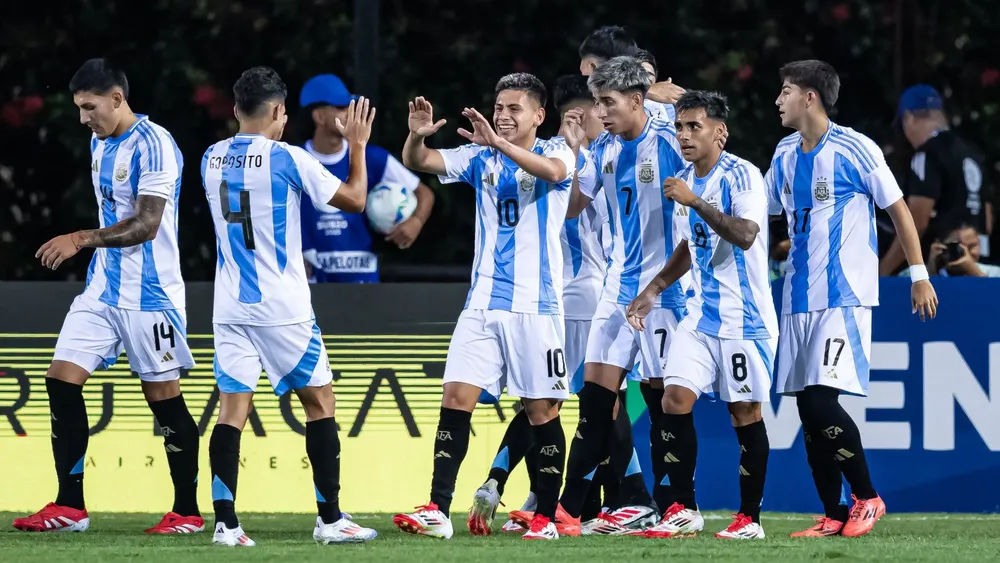 Equipo selección Argentina festejo gol