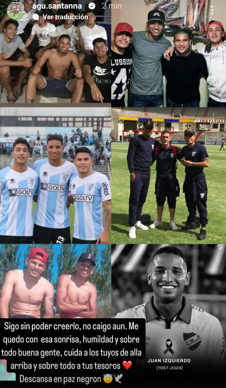 Mensaje Agustín Sant'Anna fallecimiento Juan Izquierdo 