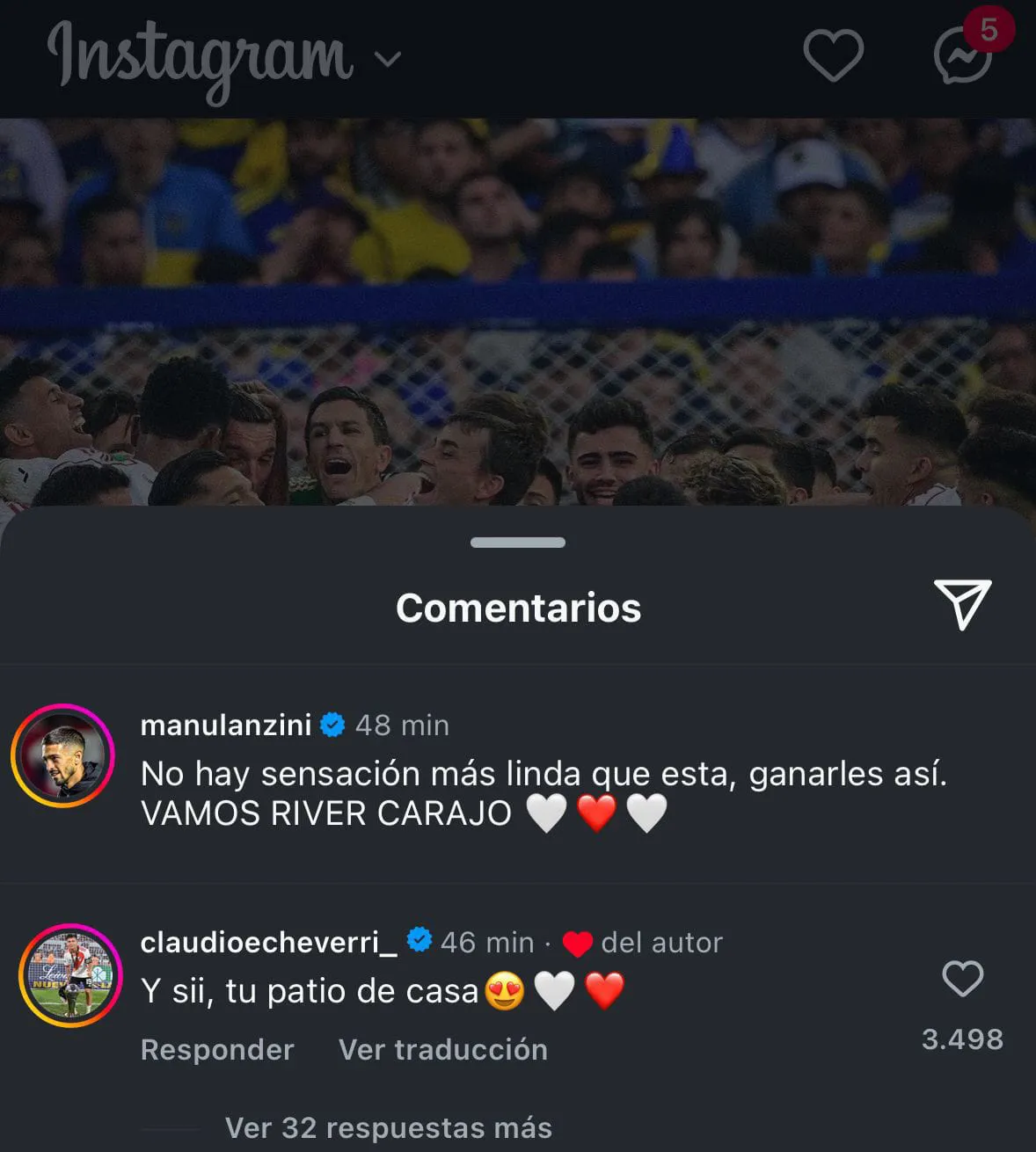 Comentario Lanzini Echeverri River redes gol Comentario Lanzini Echeverri River redes gol