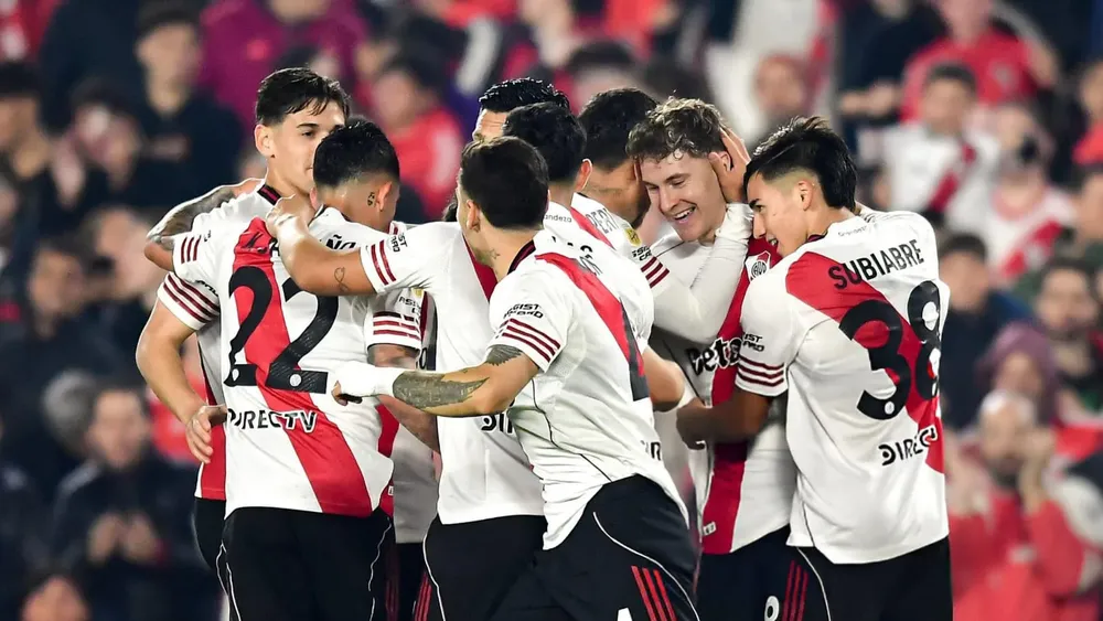 Festejo equipo River gol Monumental (Foto: Getty Images)