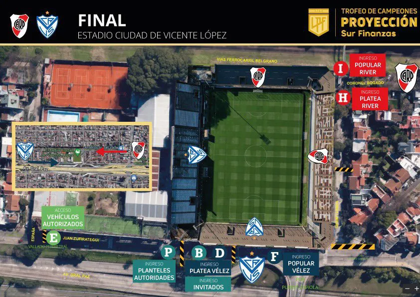 Accesos estadio Platense River Trofeo Campeones