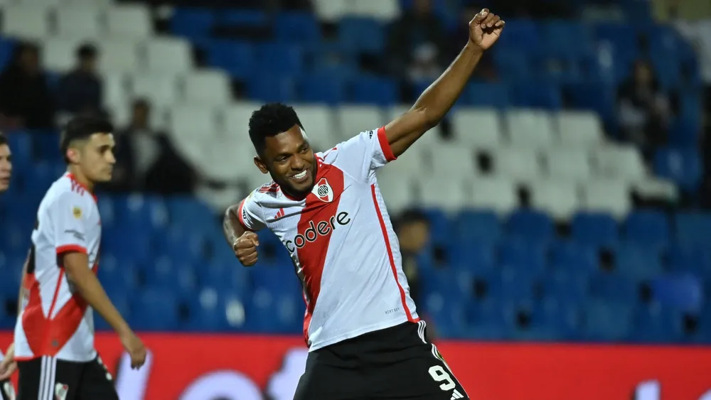 Festejo Miguel Borja River Godoy Cruz (Foto: River Plate)