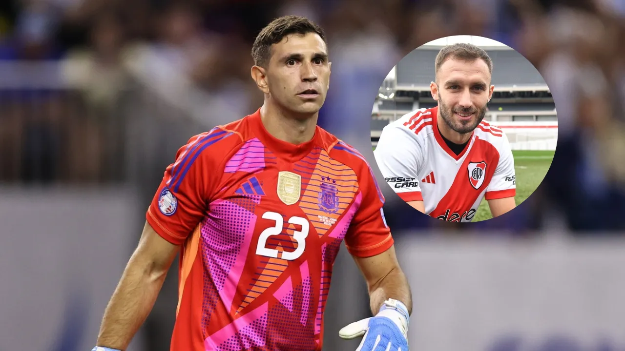 Dibu Martínez River presentación Pezzella