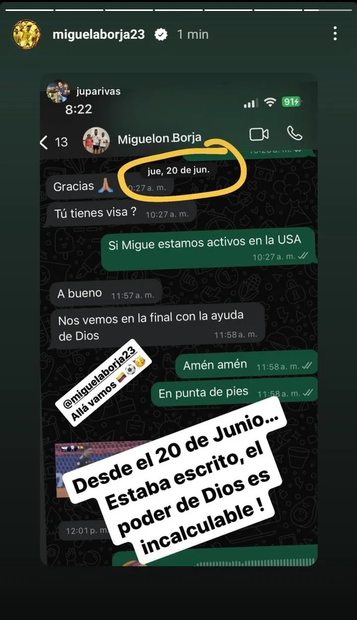 Premonición Borja Copa América final Colombia