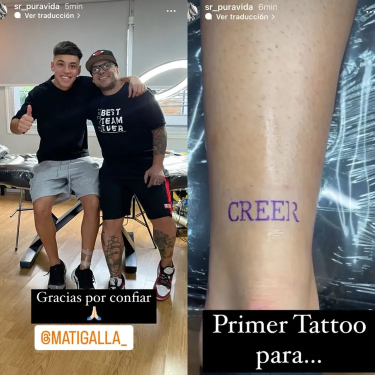 Tatuaje Matías Gallardo palabra Creer Marcelo River