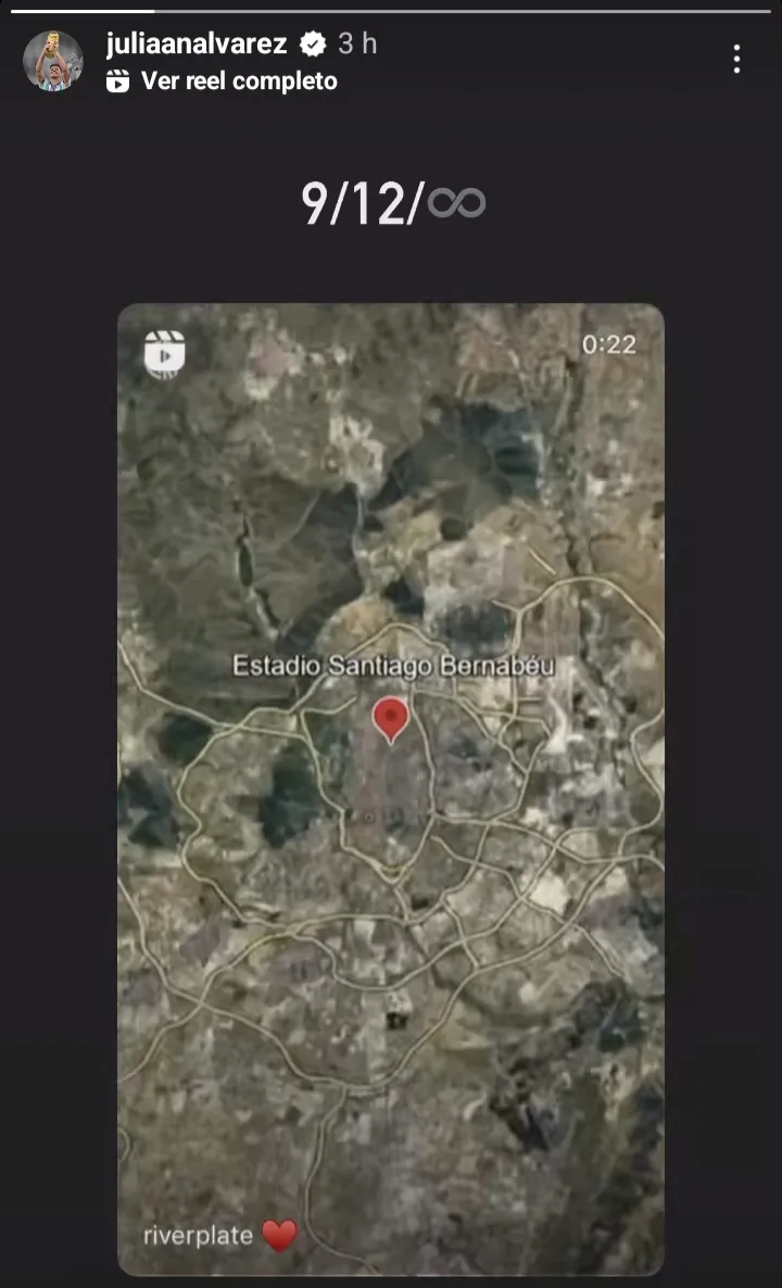 Posteo Instagram Julián Álvarez 9/12 Copa Libertadores Madrid River Boca 