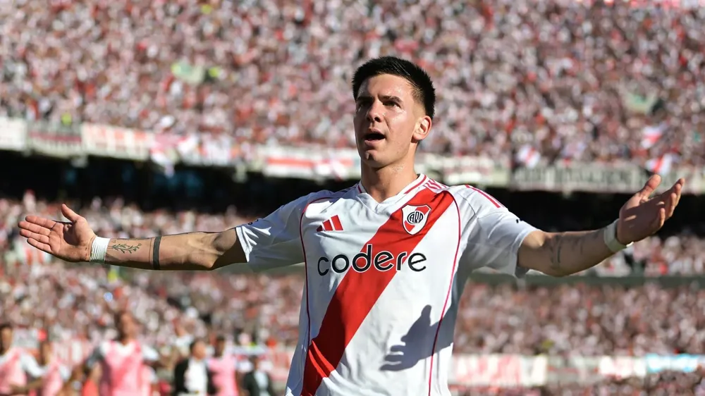 Franco Mastantuono River Plate festejo gol Monumental Boca (Foto: Getty Images)