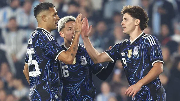 Festejo gol Julián Álvarez Medina Prestianni Argentina (Foto: Getty Images)