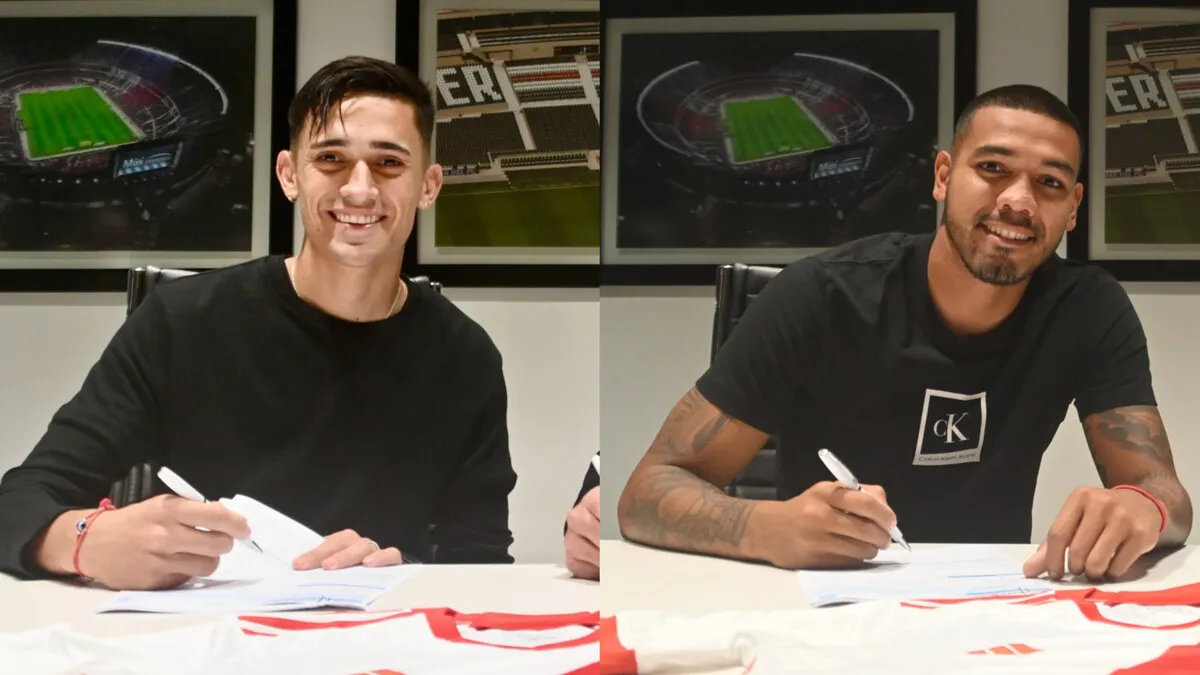 Pablo Solari y David Martínez renovación River 2024 (Fotos: River Plate)