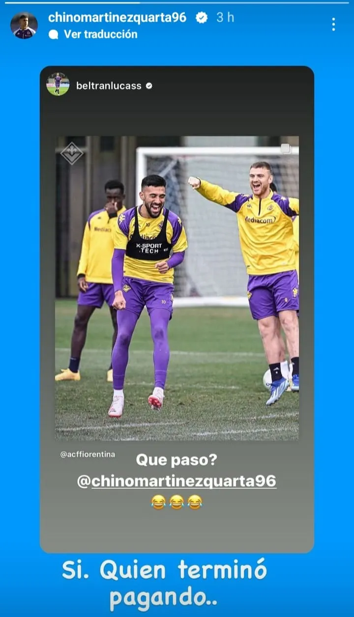 Posteo Lucas Martínez Quarta Instagram Lucas Beltrán