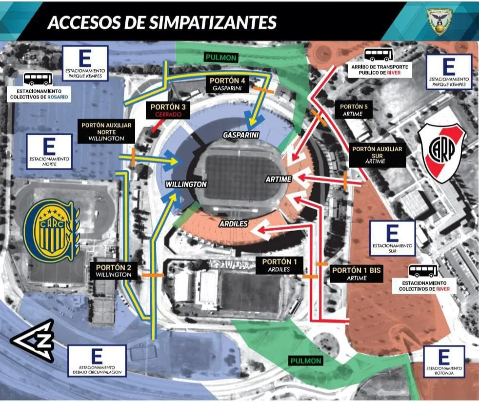 Acceso hinchas River Plate Rosario Central Estadio Mario Kempes