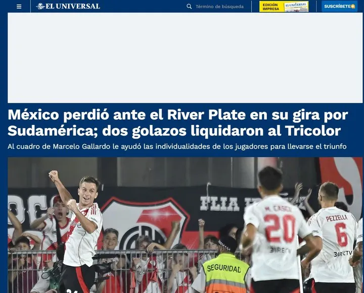 La repercusión de los medios mexicanos tras la victoria de River ante su Selección. 