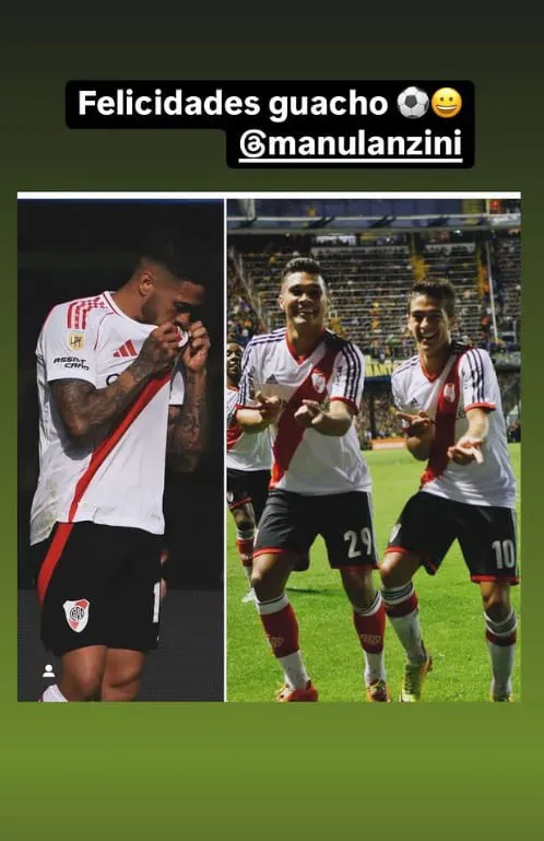 Mensaje Teo Gutiérrez Manu Lanzini gol River
